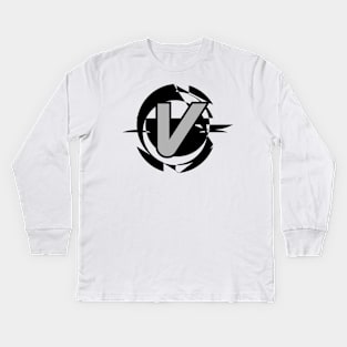 Futuristic Modern Letter V Kids Long Sleeve T-Shirt